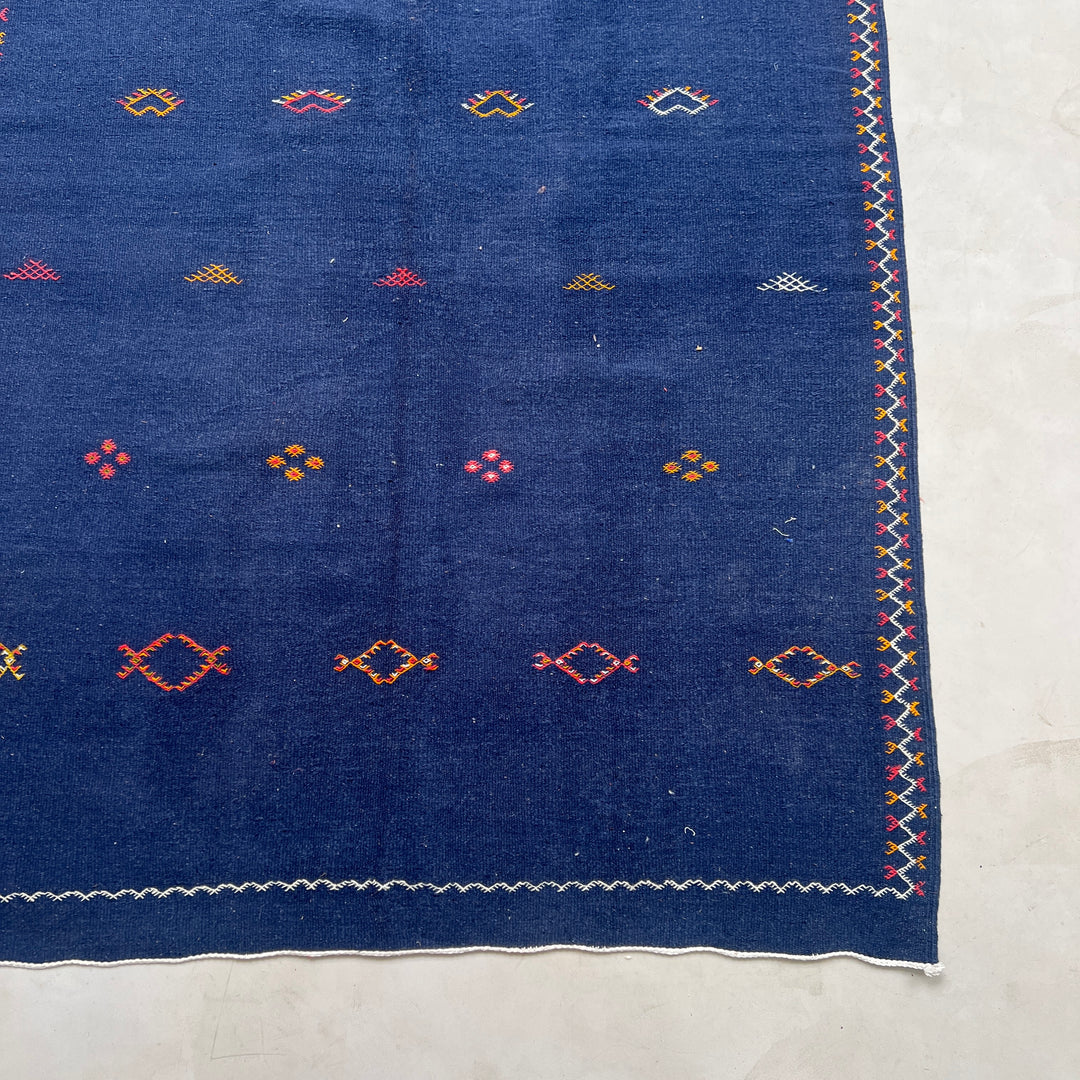 Navy Handwoven Moroccan rug Navajo