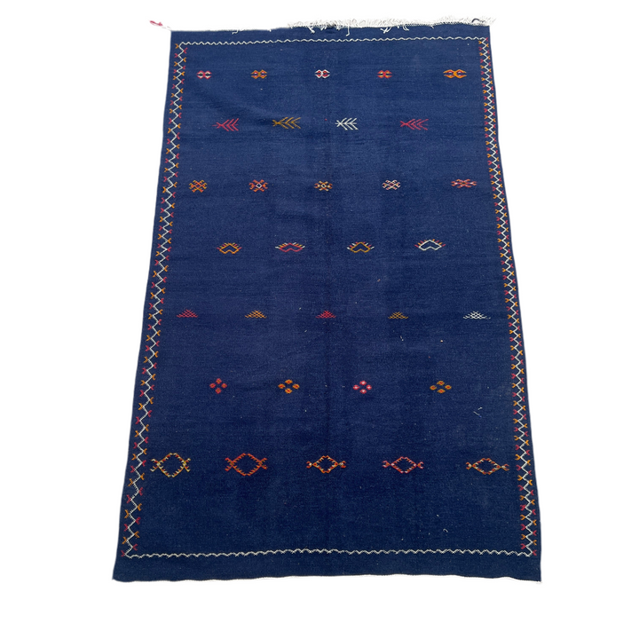 Navy Handwoven Moroccan rug Navajo 