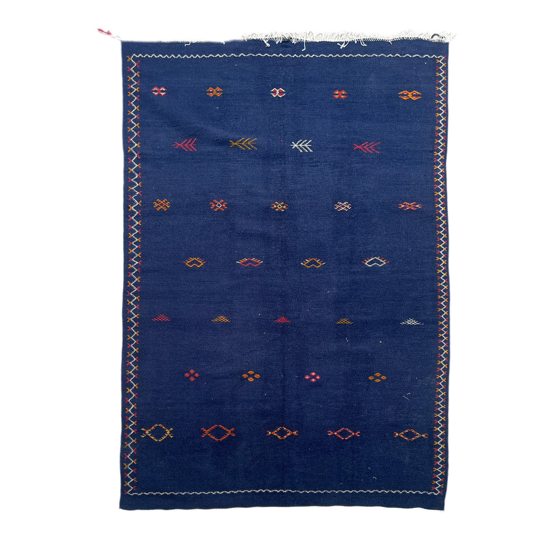 Navy Handwoven Moroccan rug Navajo
