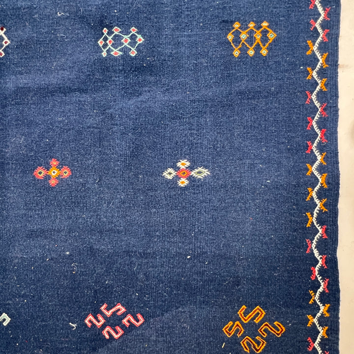 Navy Handwoven Moroccan rug Sophia