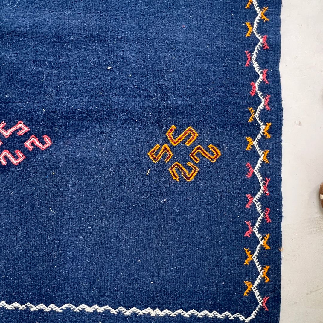 Navy Handwoven Moroccan rug Sophia