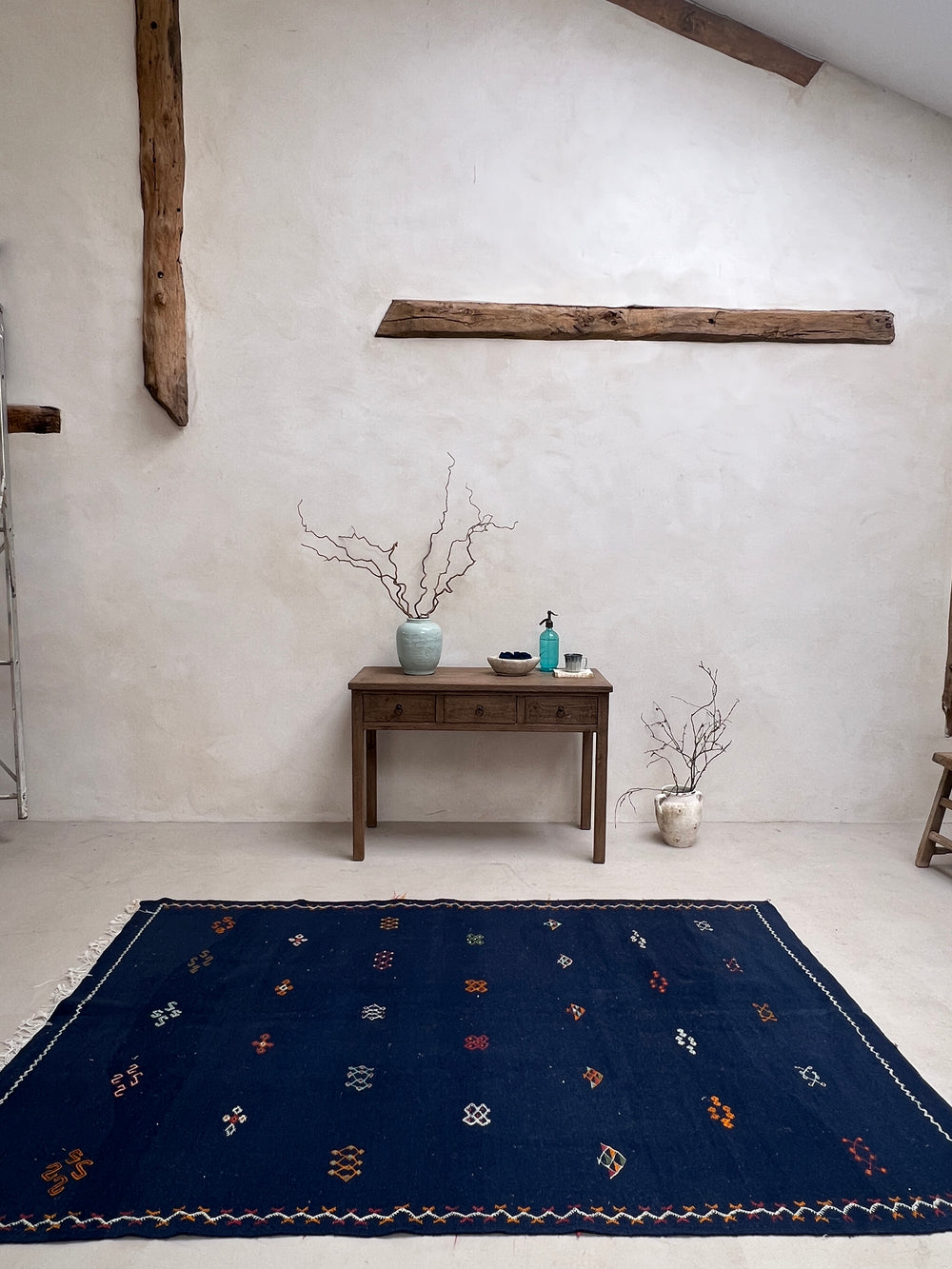 Navy Handwoven Moroccan rug Sophia