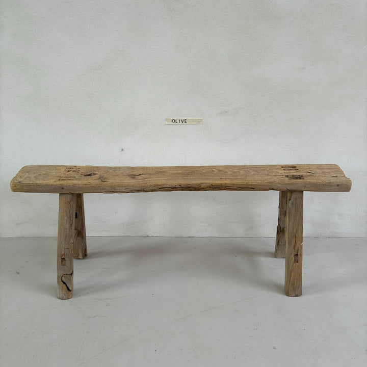 Antique Rustic Wooden Bench Olive