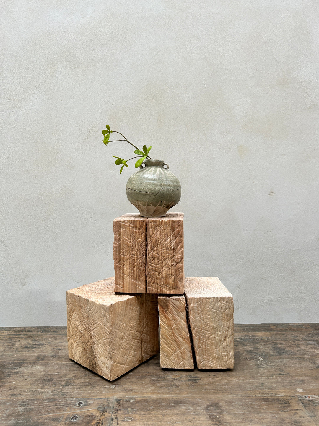 Oak cube display plinths 