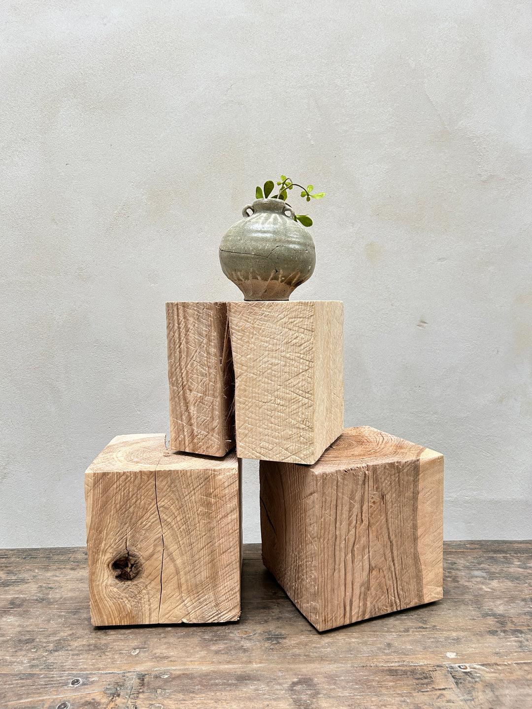 Oak cube display plinths