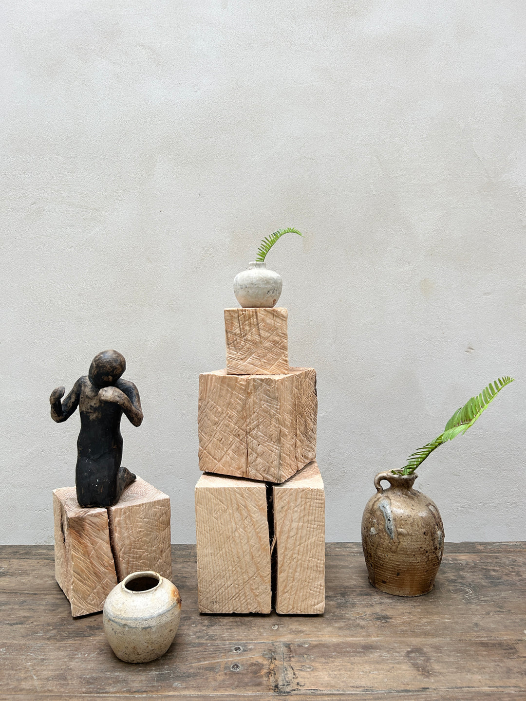 Oak cube display plinths