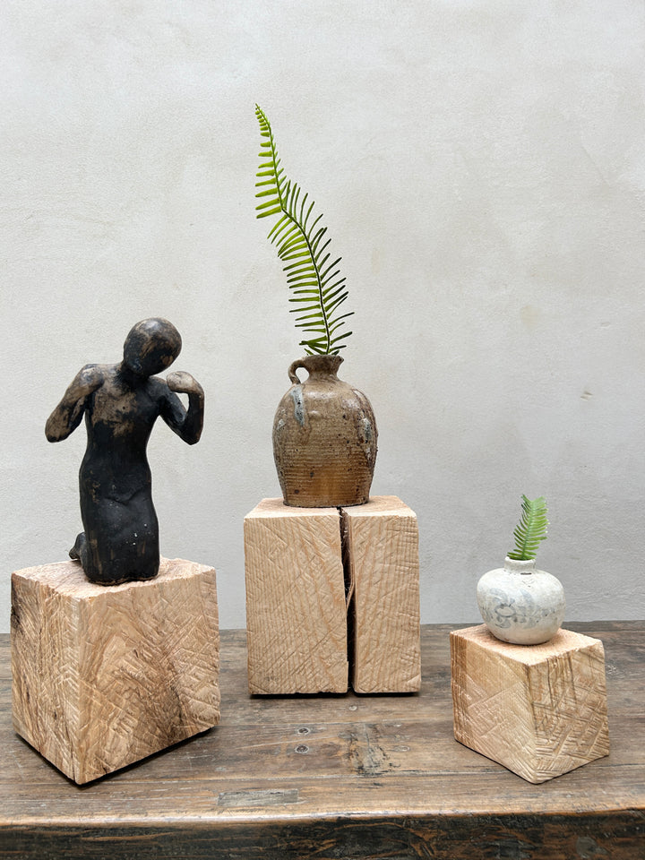 Oak cube display plinths