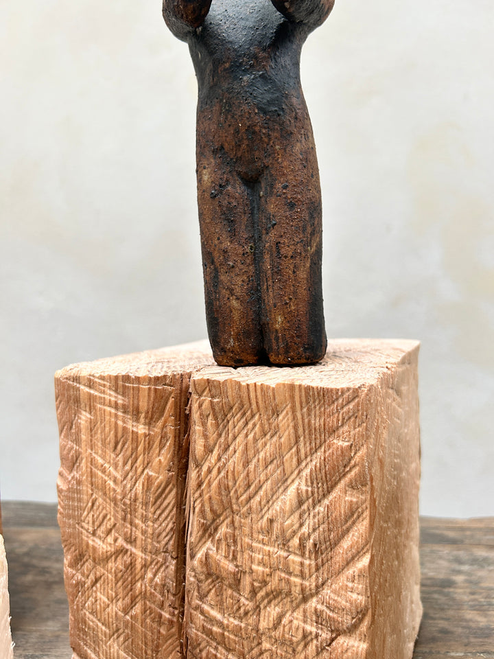 Oak cube display plinths