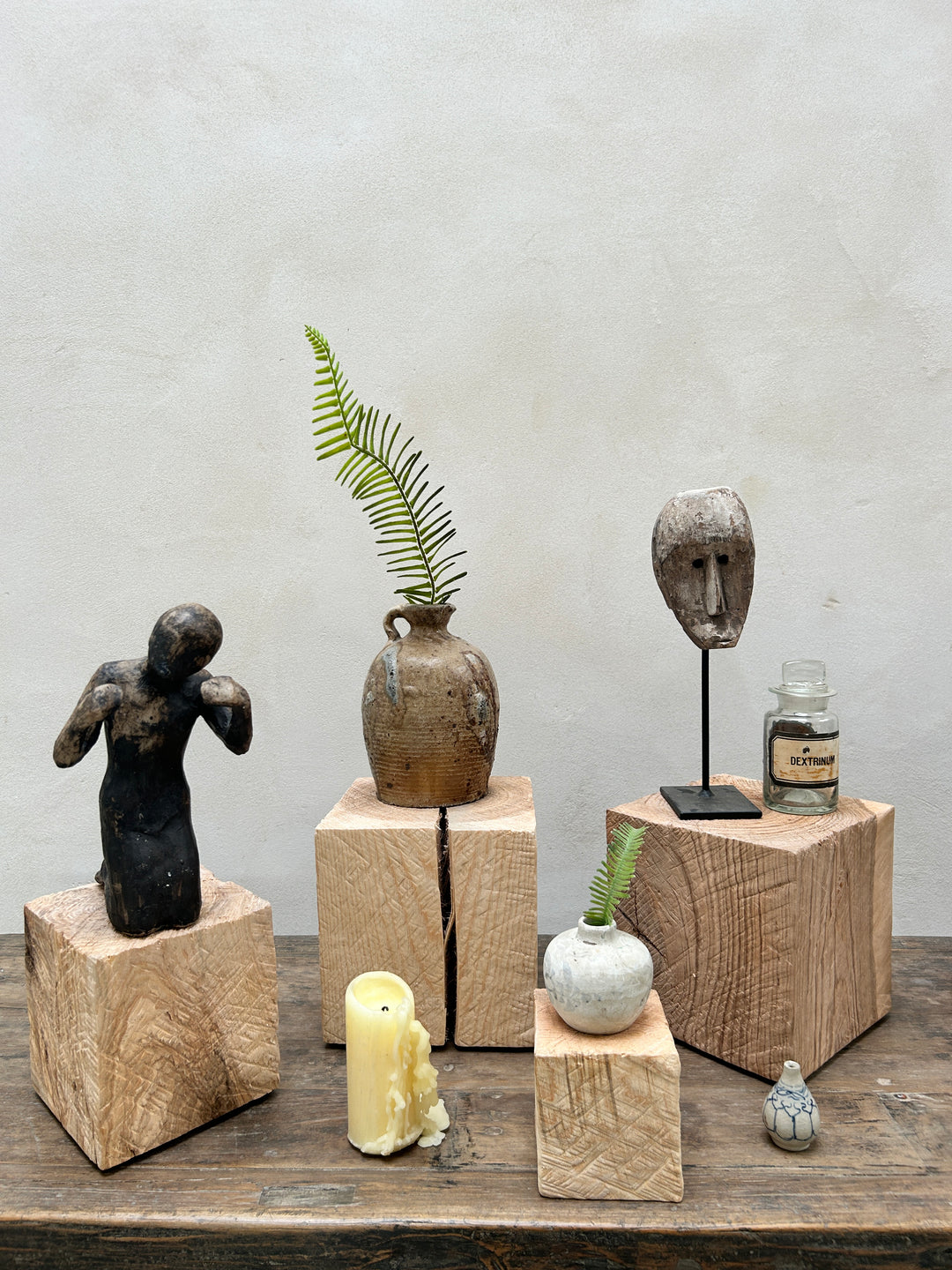 Oak cube display plinths