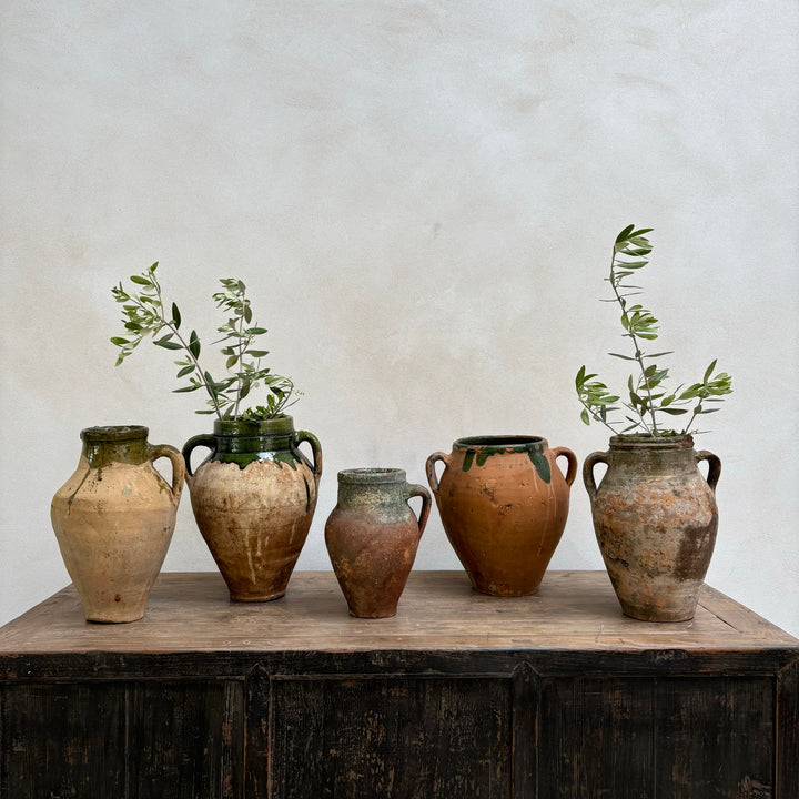 Olive Antique Terracotta Urns