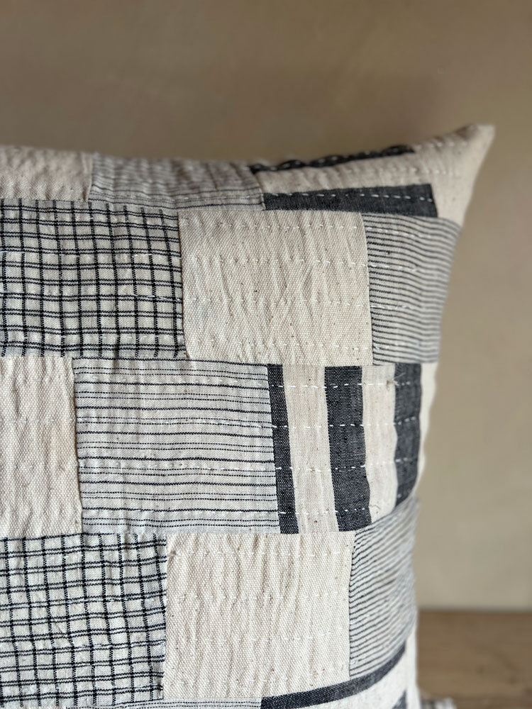 Indigo Patchwork pattern cushion