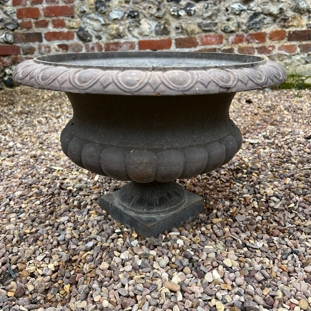 Pair of Large Antique French Cast Iron Urns