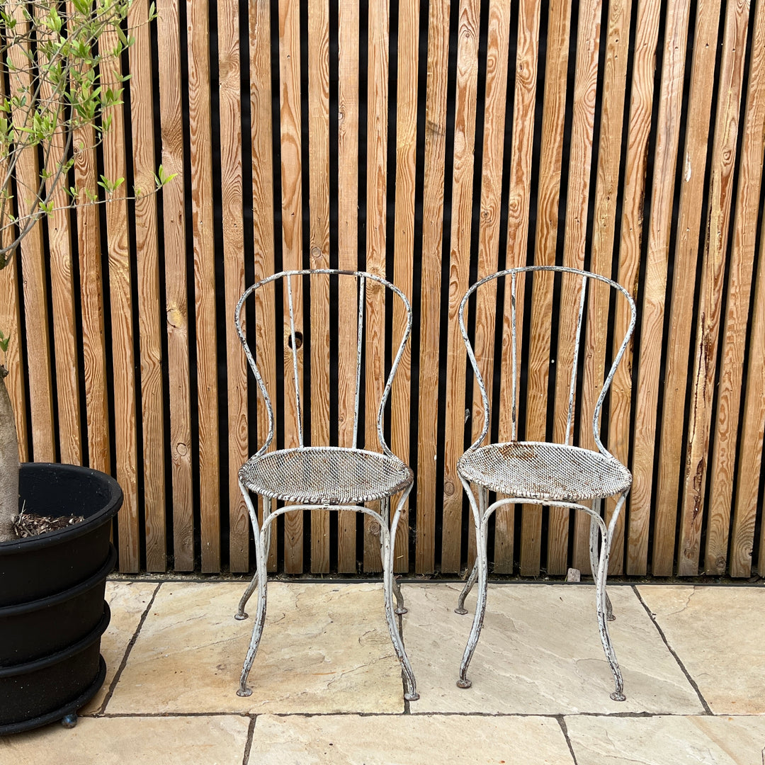 Pair of Vintage French Wire Garden Chairs