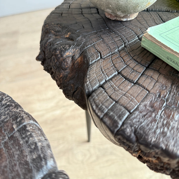 Pair of small burr walnut side tables