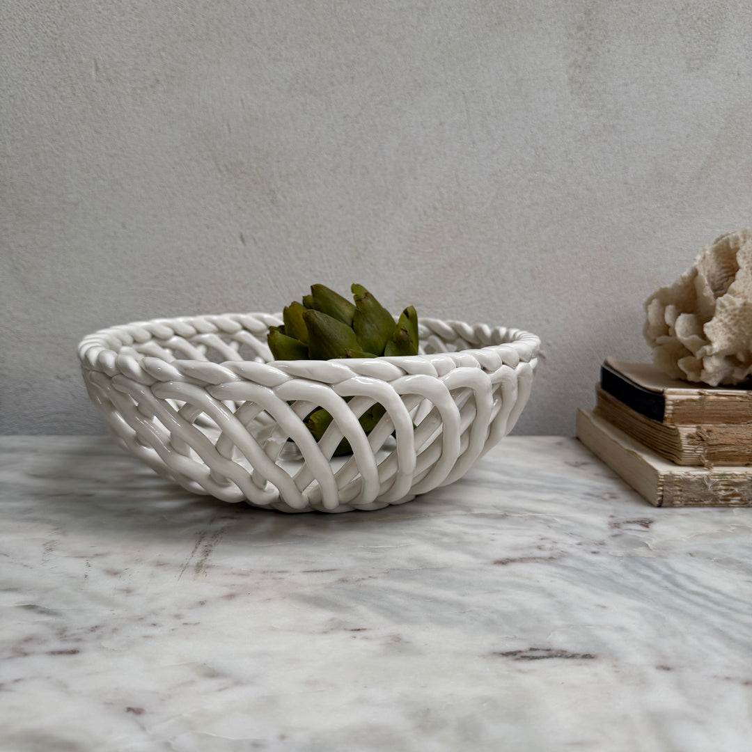 Porcelain white basket bowl | Ruth
