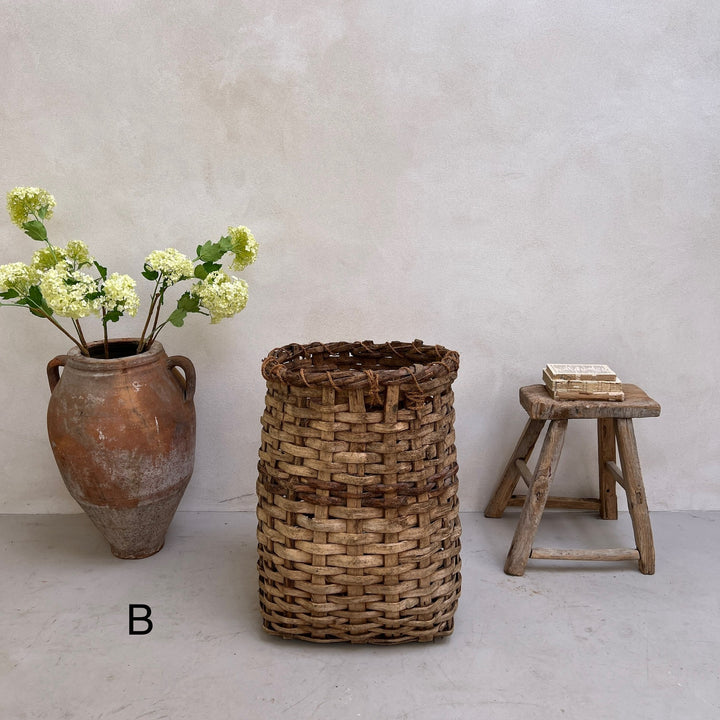 Primitive antique handwoven baskets