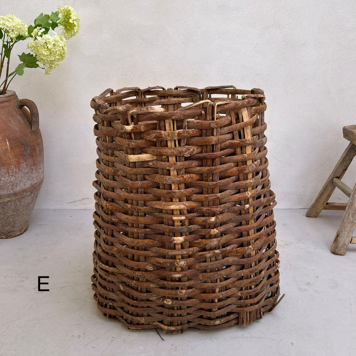 Primitive antique handwoven baskets