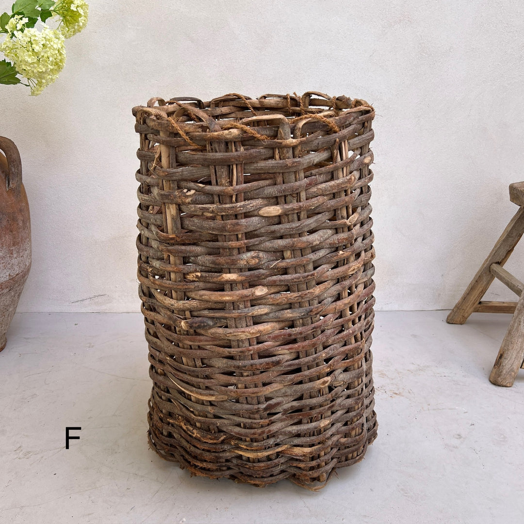 Primitive antique handwoven baskets