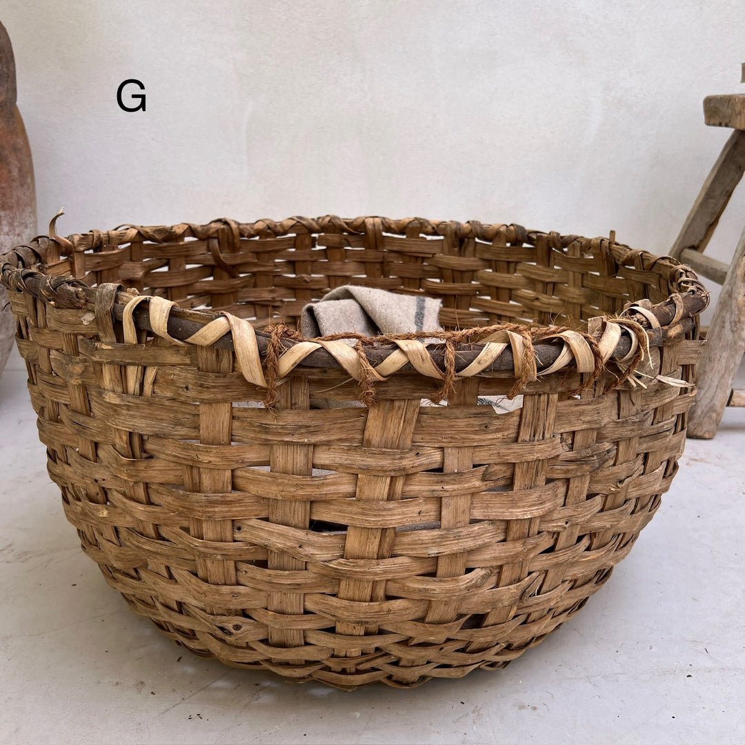 Primitive antique handwoven baskets