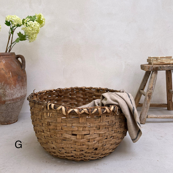 Primitive antique handwoven baskets