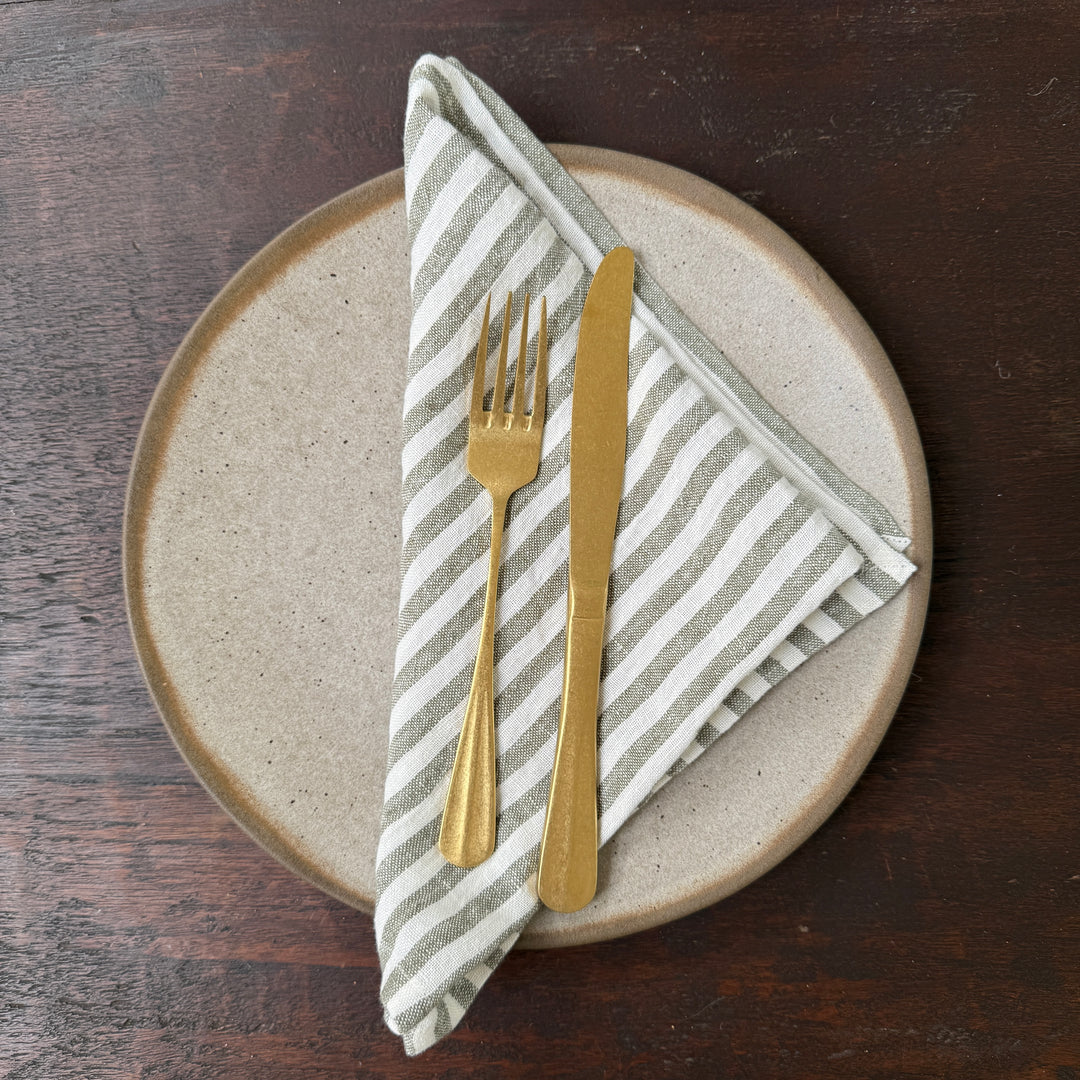 Pure Linen Napkin | Olive Stripe