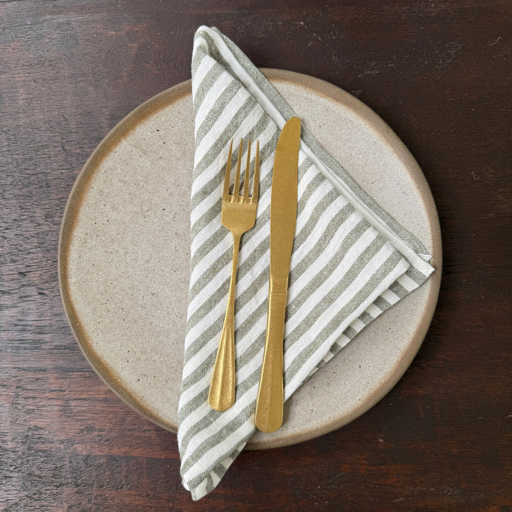 Pure Linen Napkin | Olive Stripe