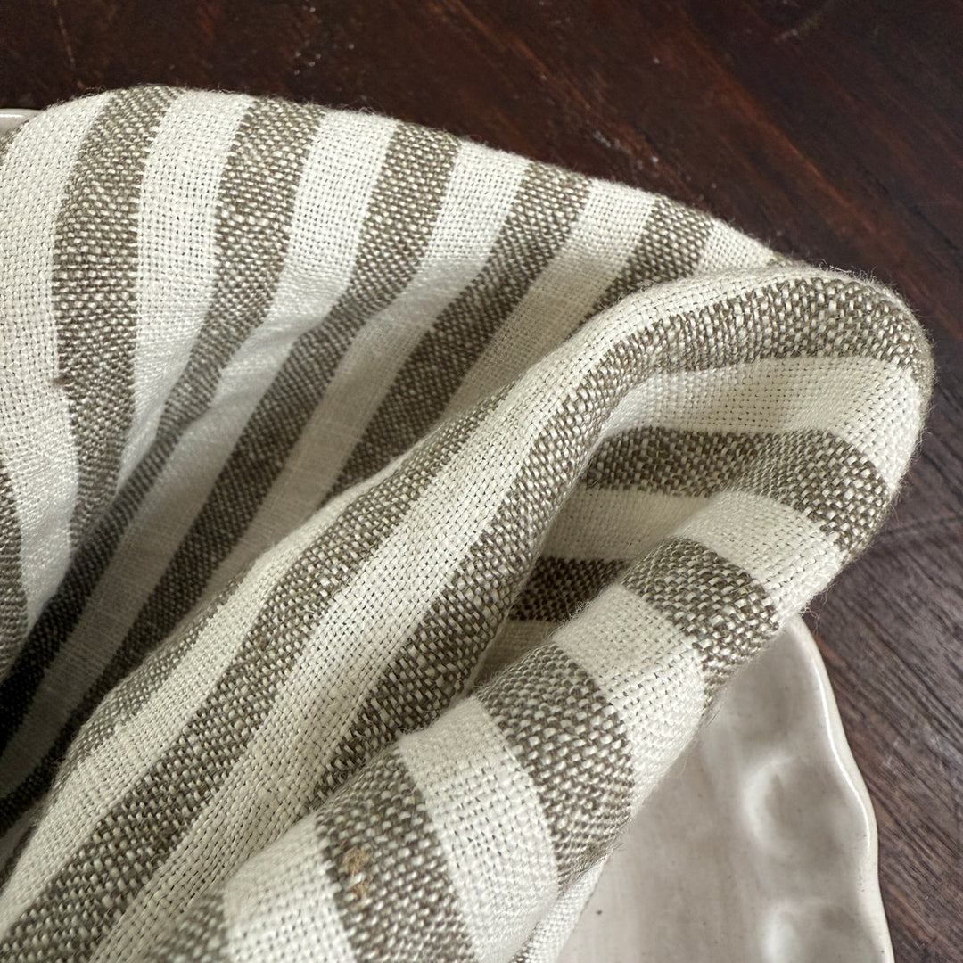 Pure Linen Napkin | Olive Stripe