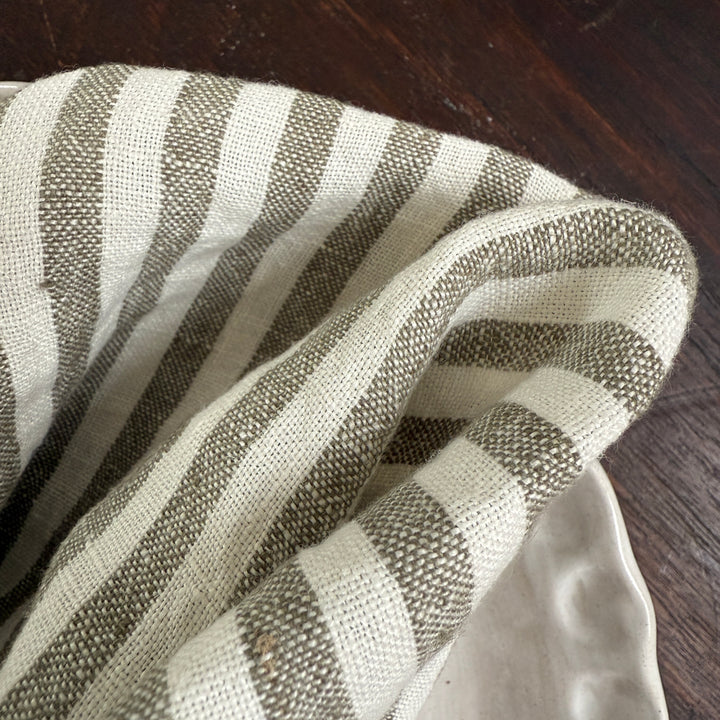 Pure Linen Napkin | Olive Stripe