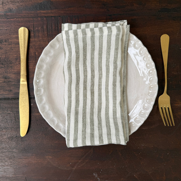 Pure Linen Napkin | Olive Stripe