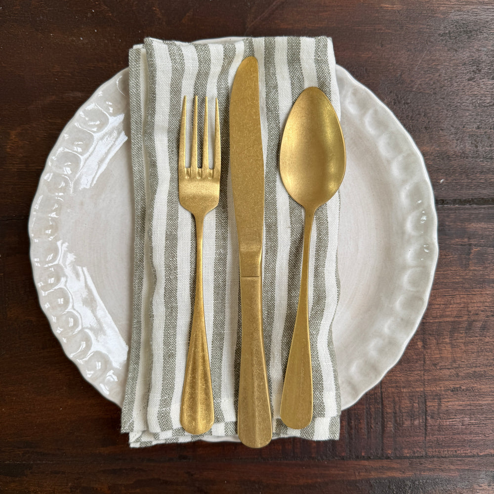 Pure Linen Napkin | Olive Stripe
