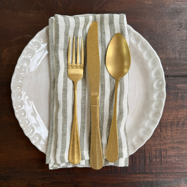 Pure Linen Napkin | Olive Stripe