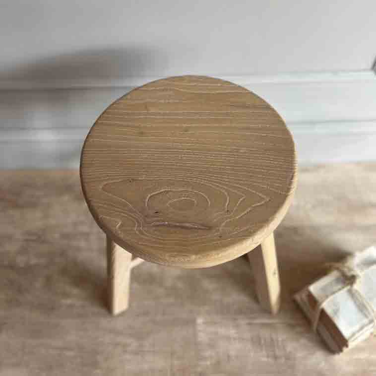 RECLAIMED ROUND STOOL ST IVES top view