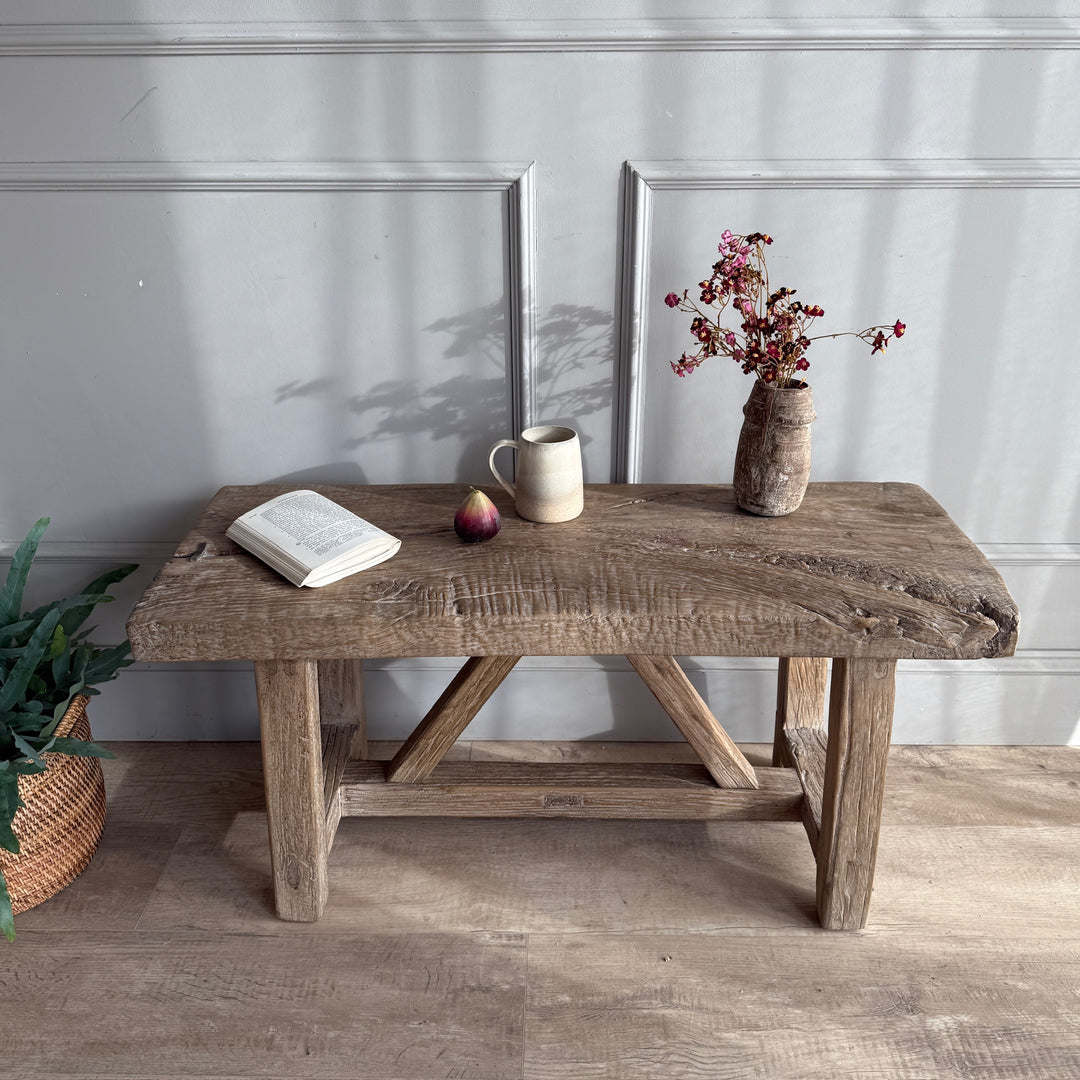 Reclaimed Rustic Elm Bench | Cambridge