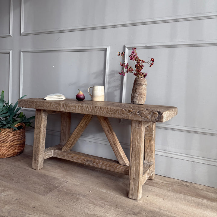 Reclaimed Rustic Elm Bench | Cambridge