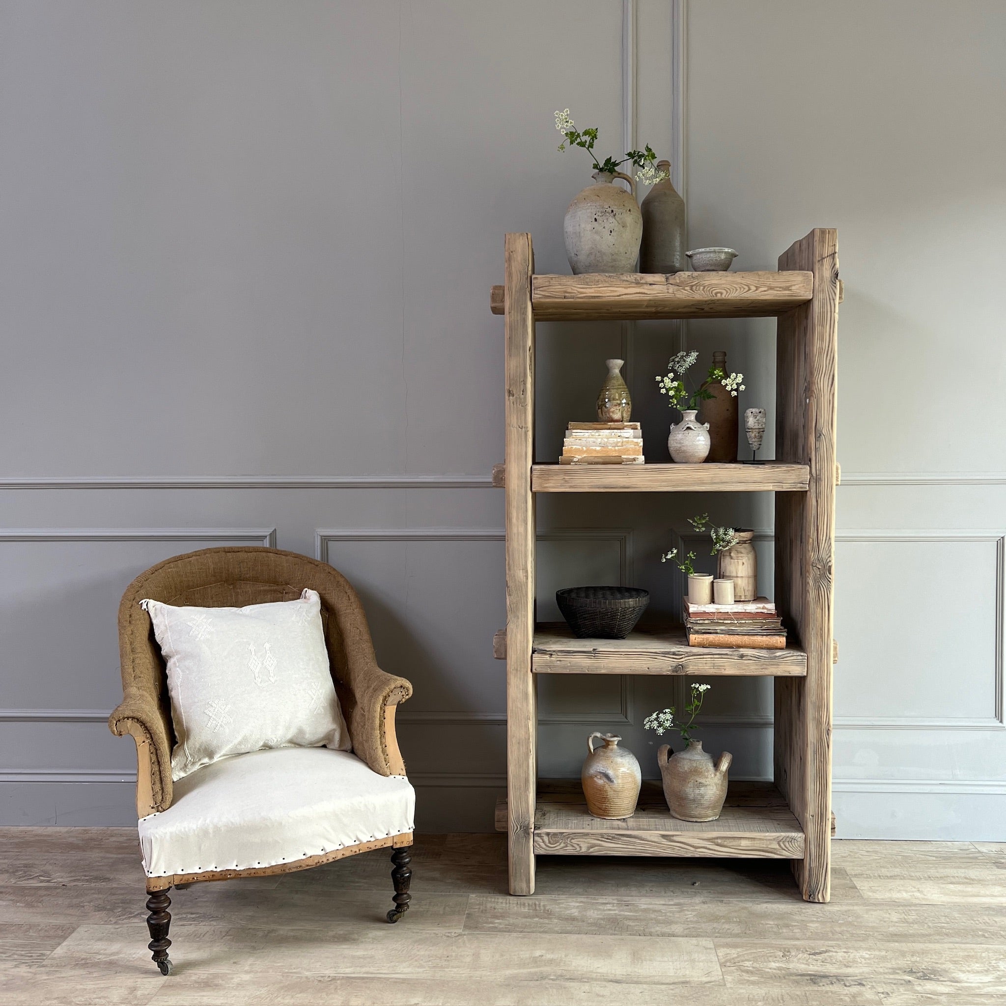 Small shops Gray Rustic farmhouse shelf.