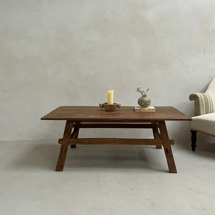 Reclaimed dark wood dining table 180cm x 90cm