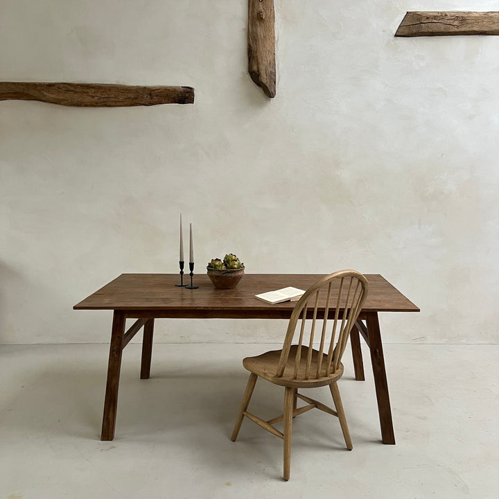 Reclaimed dark wood dining table 180cm x 90cm