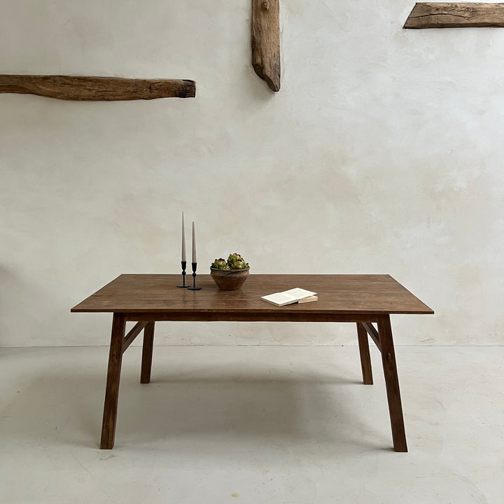 Reclaimed dark wood dining table 180cm x 90cm