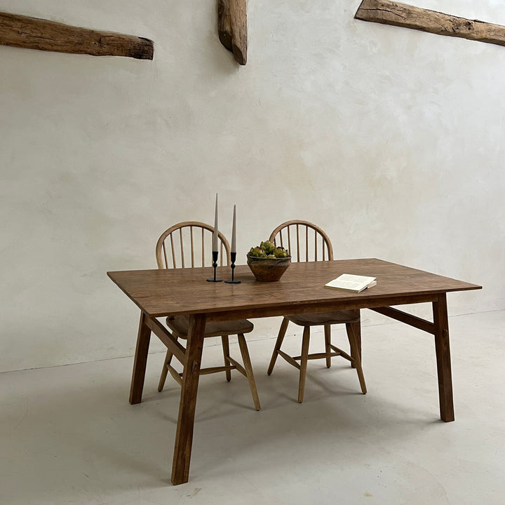 Reclaimed dark wood dining table 180cm x 90cm