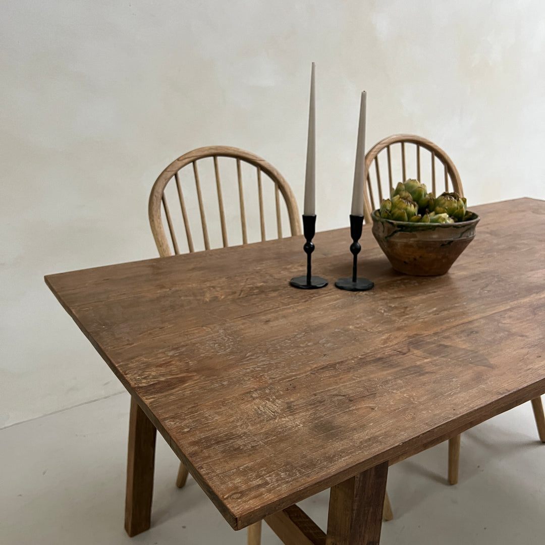 Reclaimed dark wood dining table 180cm x 90cm