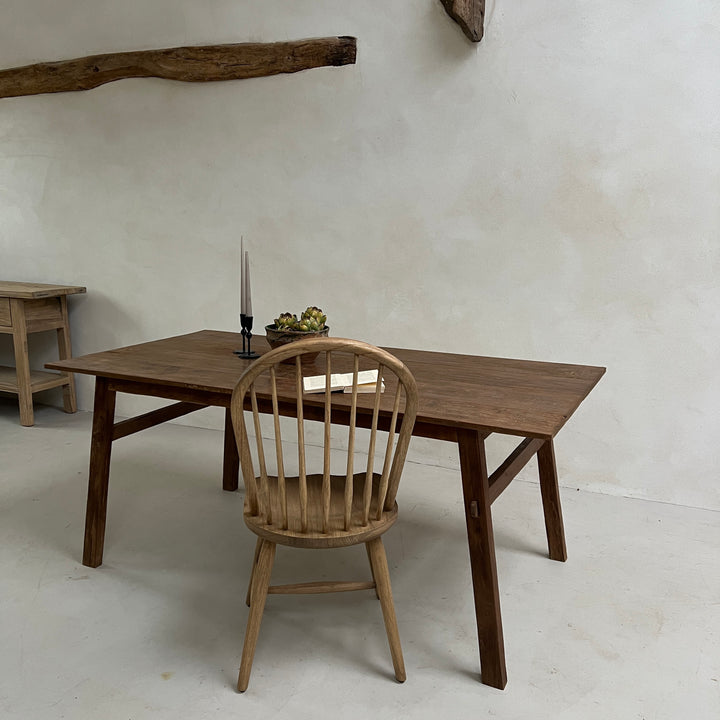 Reclaimed dark wood dining table 180cm x 90cm