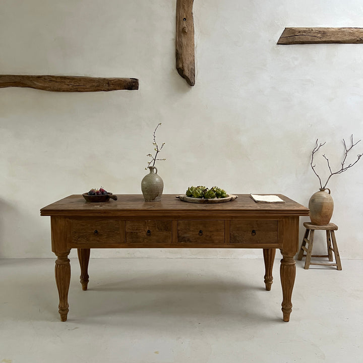 Reclaimed dark wood kitchen island / entrance hall table