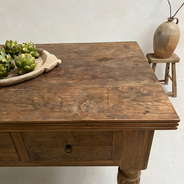 Reclaimed dark wood kitchen island / entrance hall table
