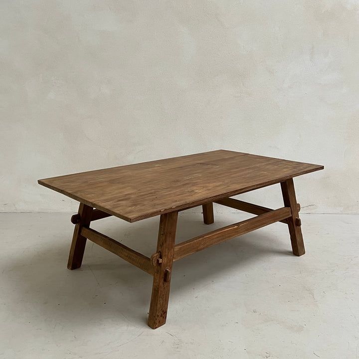 Reclaimed dark wood rustic coffee table 120x70cm