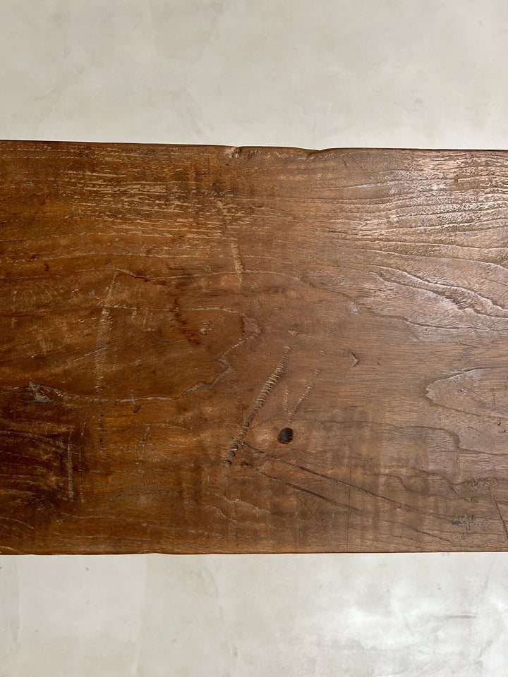 Reclaimed dark wood small console table 120x30cm