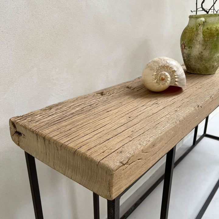 Reclaimed elm rustic console table | Barnaby