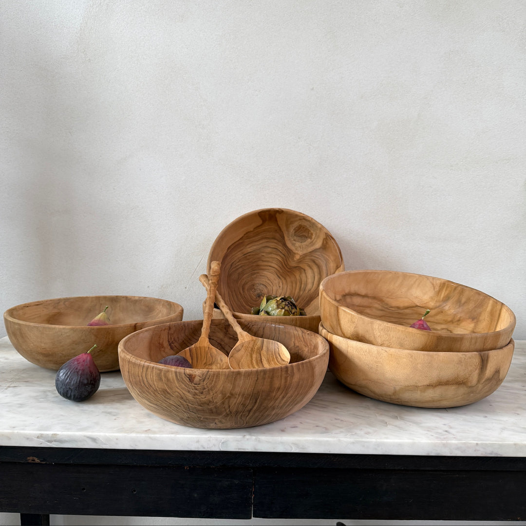 Round Teak Salad Bowl