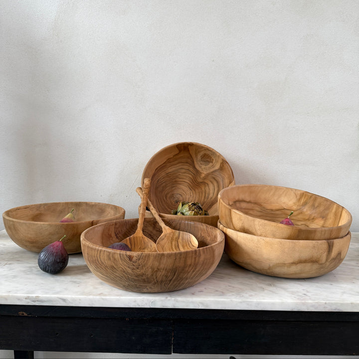 Round Teak Salad Bowl