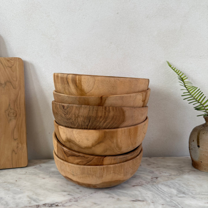 Round Teak Salad Bowl 