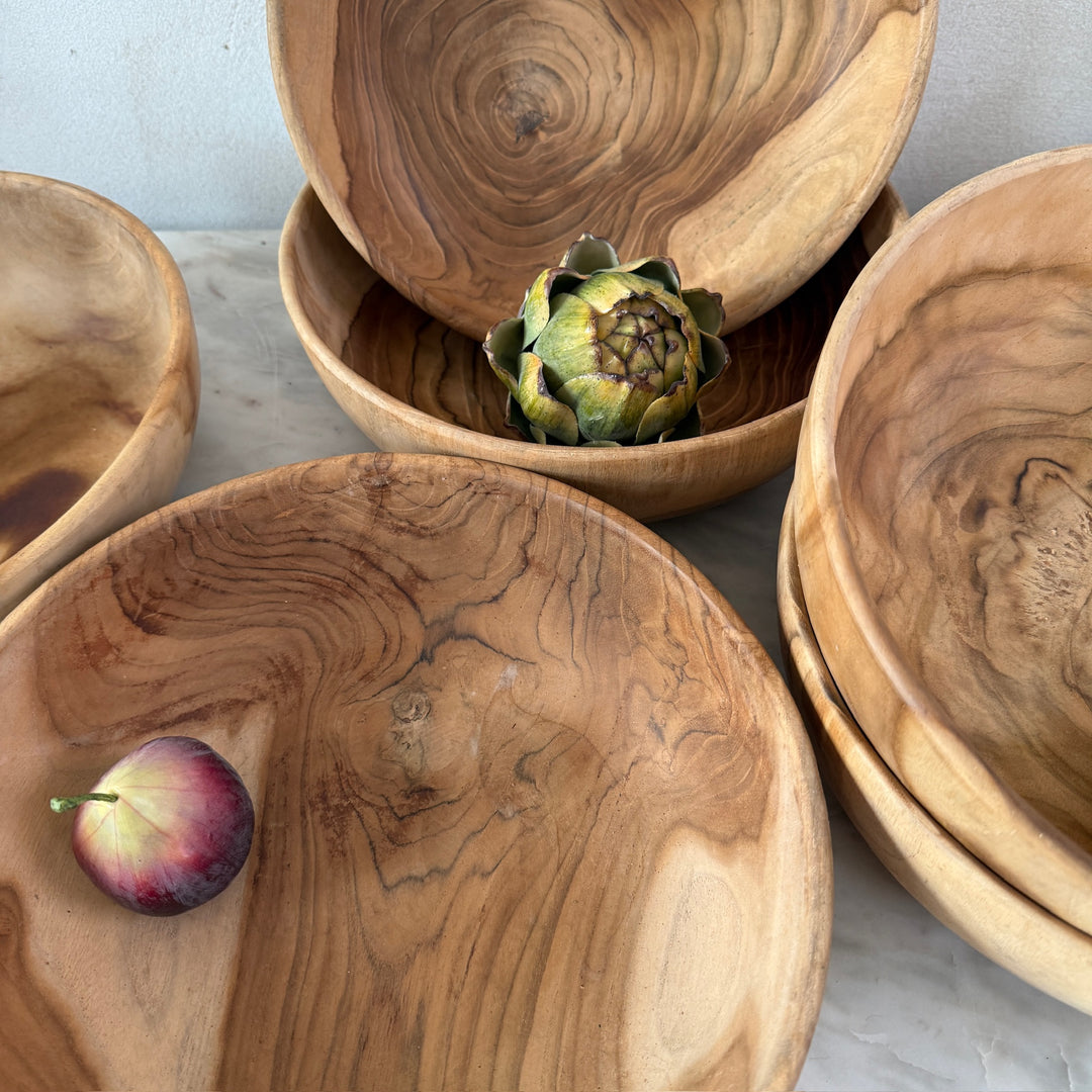 Round Teak Salad Bowl 